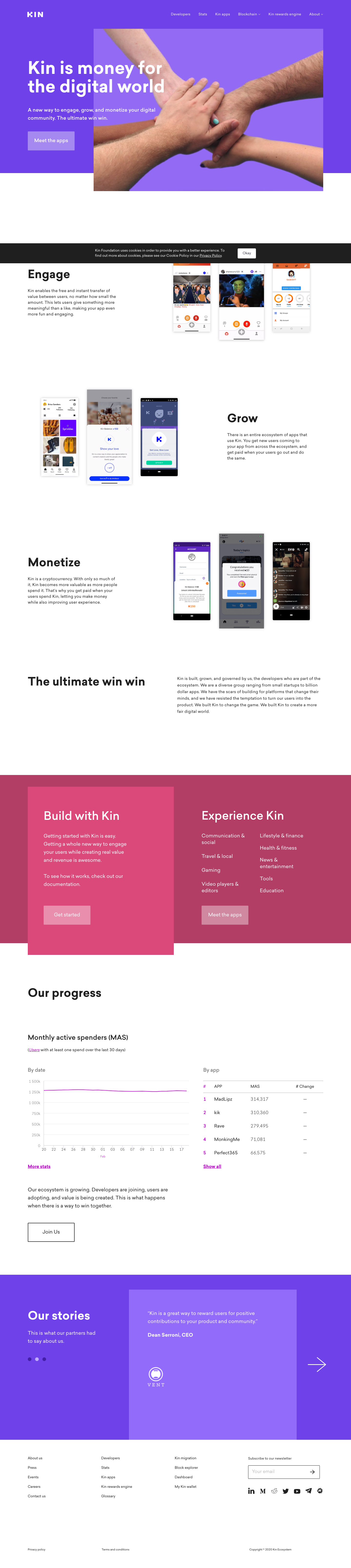 Kin Landing Page screenshot