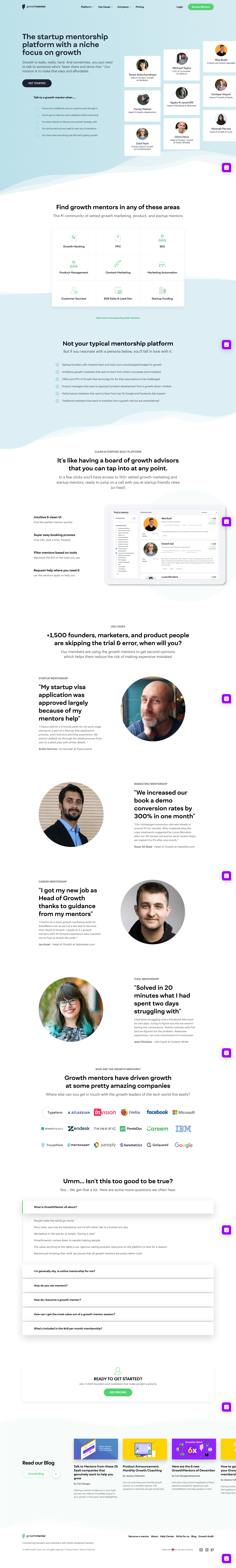 GrowthMentor Landing Page screenshot