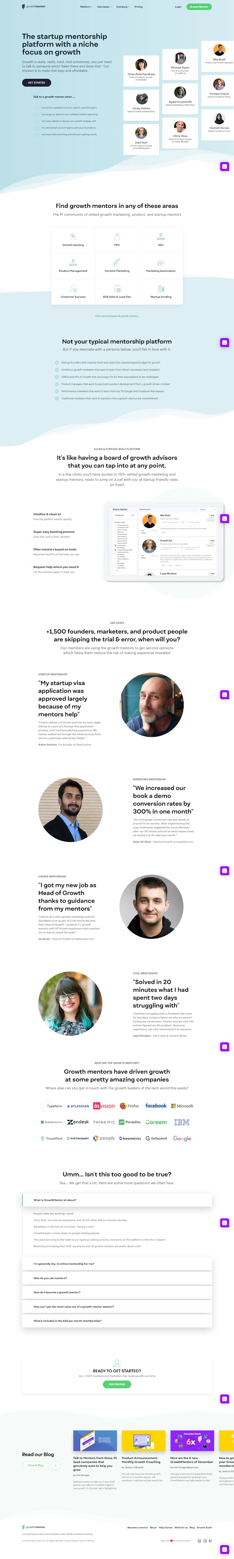 GrowthMentor Landing Page screenshot
