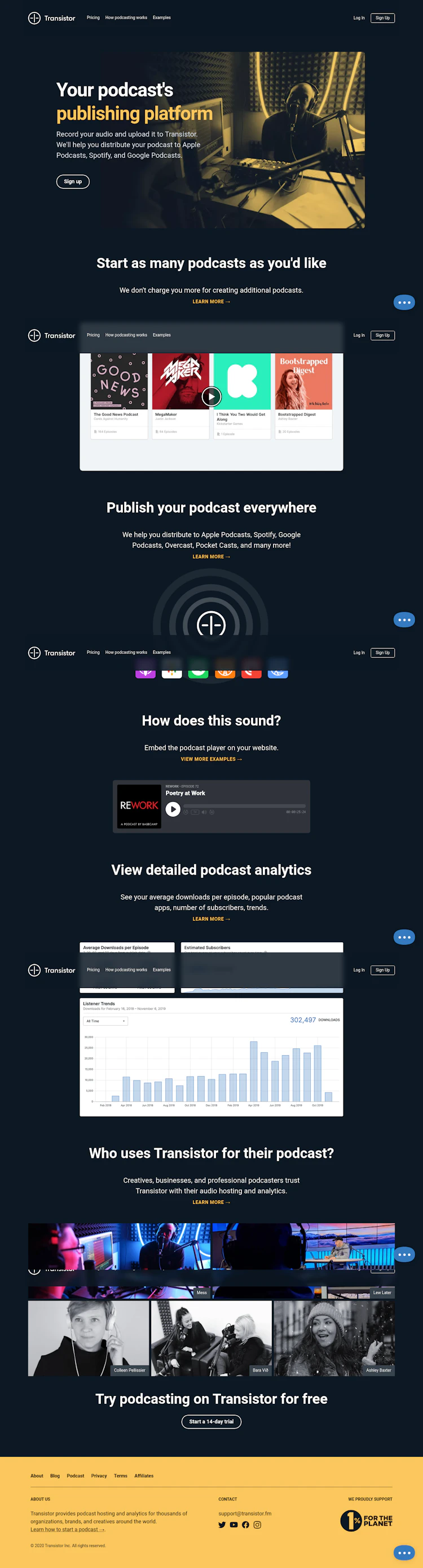 Transistor Landing Page screenshot
