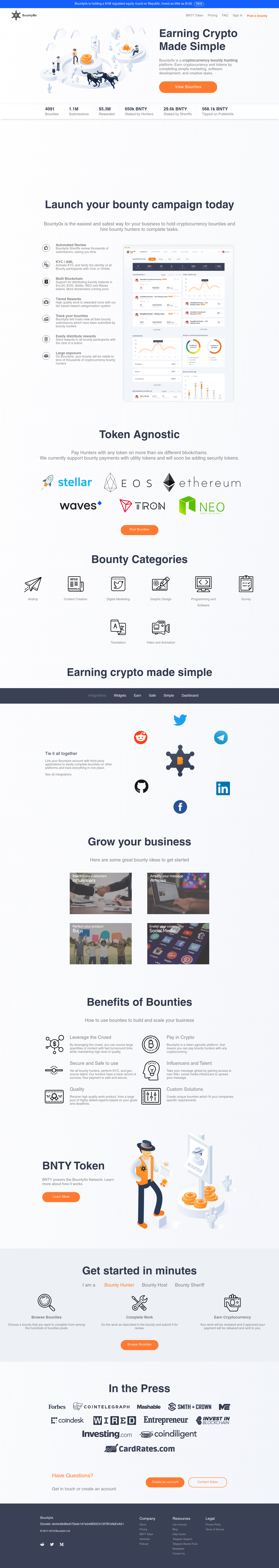 Bounty0x Landing Page screenshot