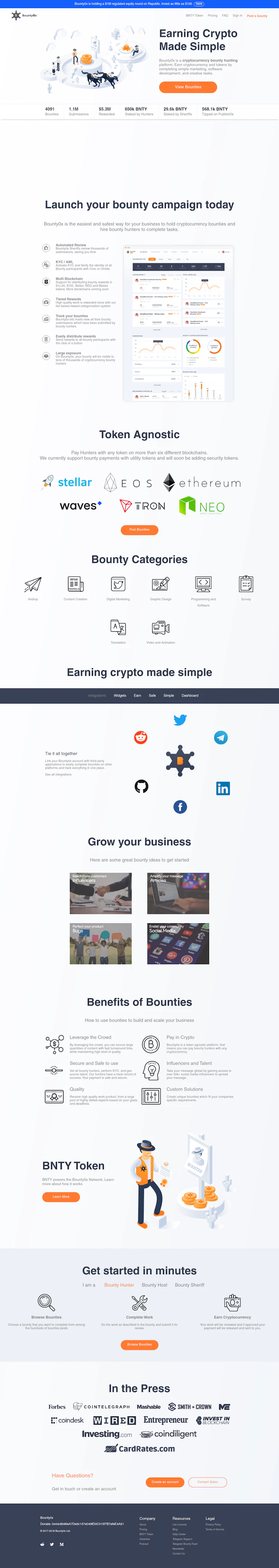 Bounty0x Landing Page screenshot