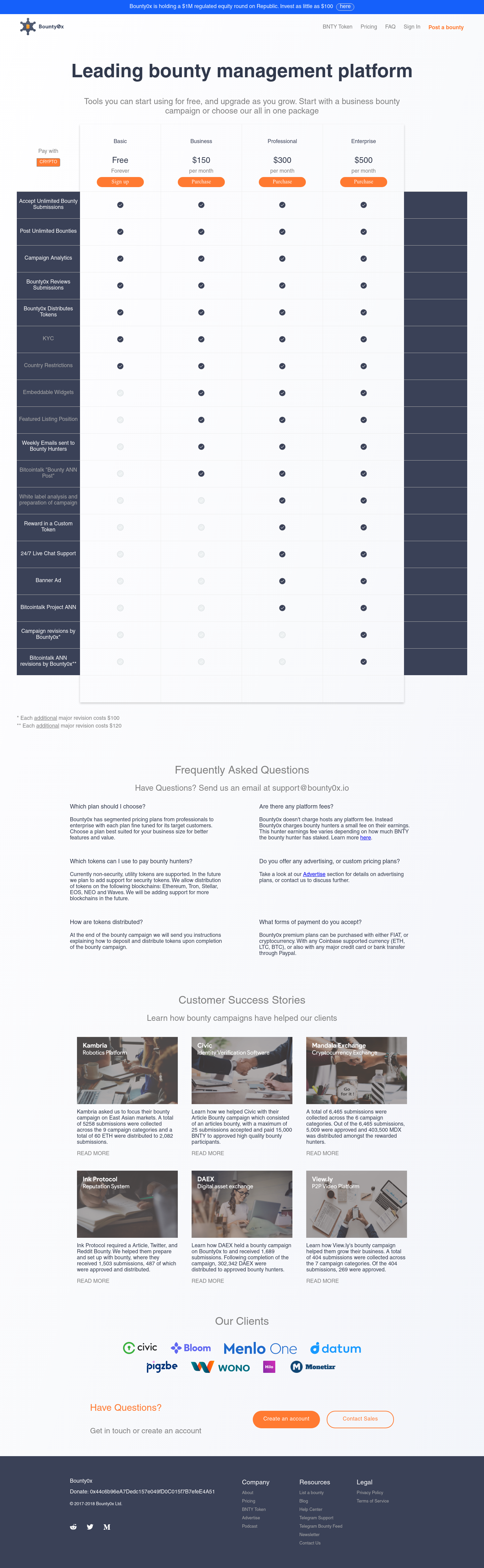 Bounty0x Pricing screenshot