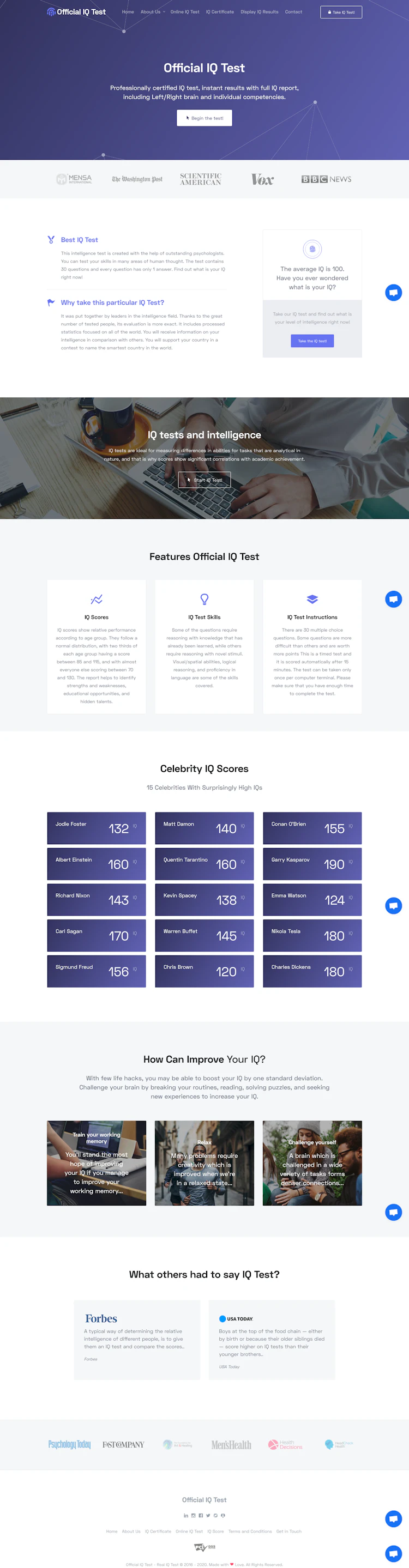 Officialiqtests Landing Page screenshot