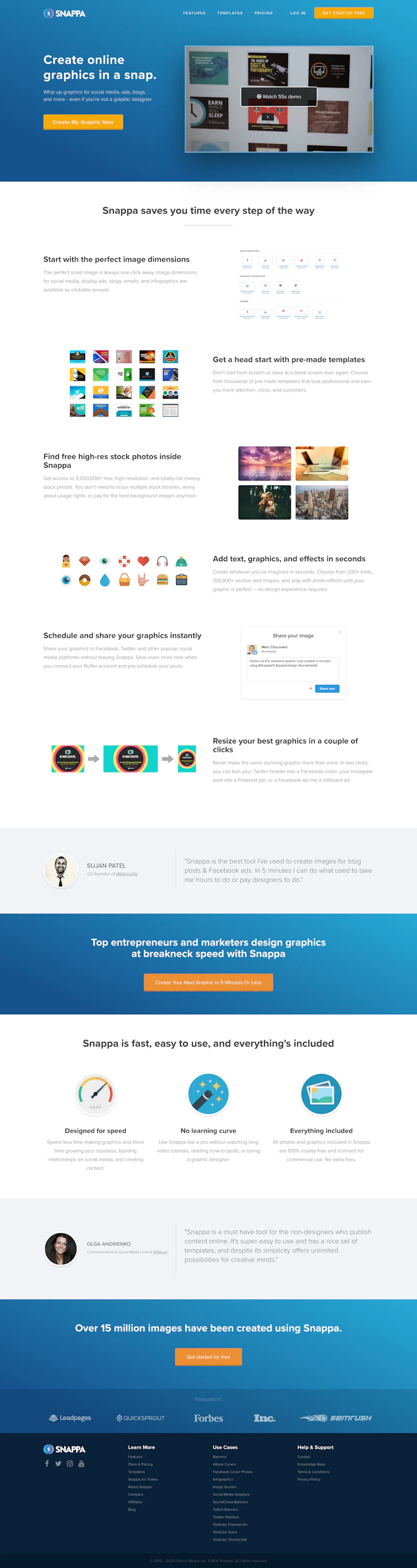 Snappa Landing Page screenshot
