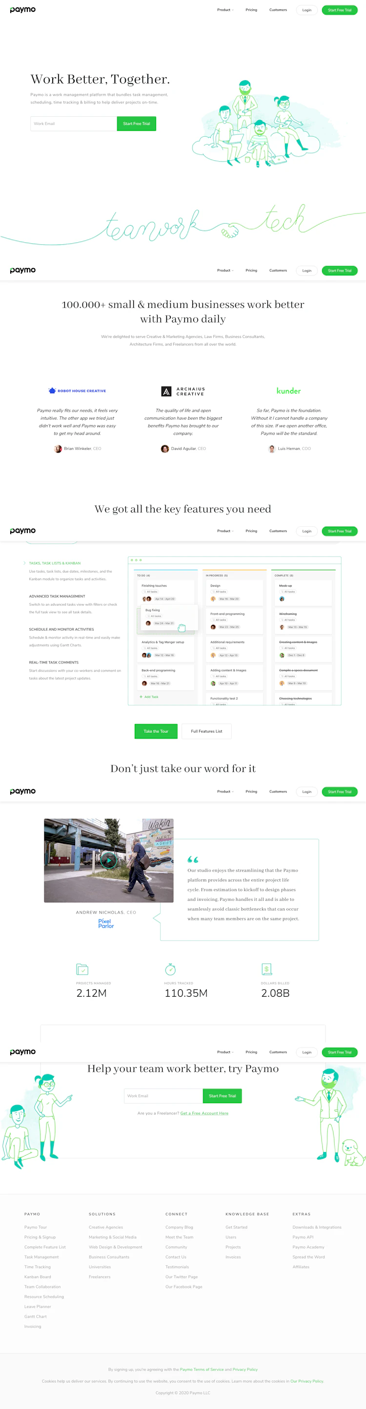 Paymo Landing Page screenshot