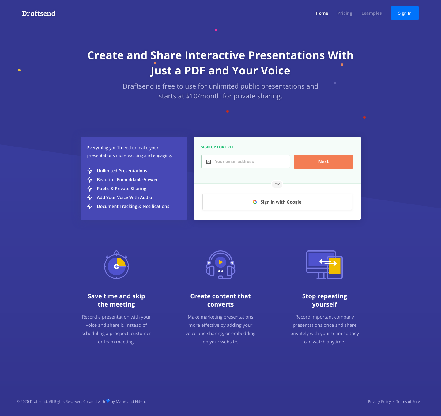 Draftsend Landing Page screenshot