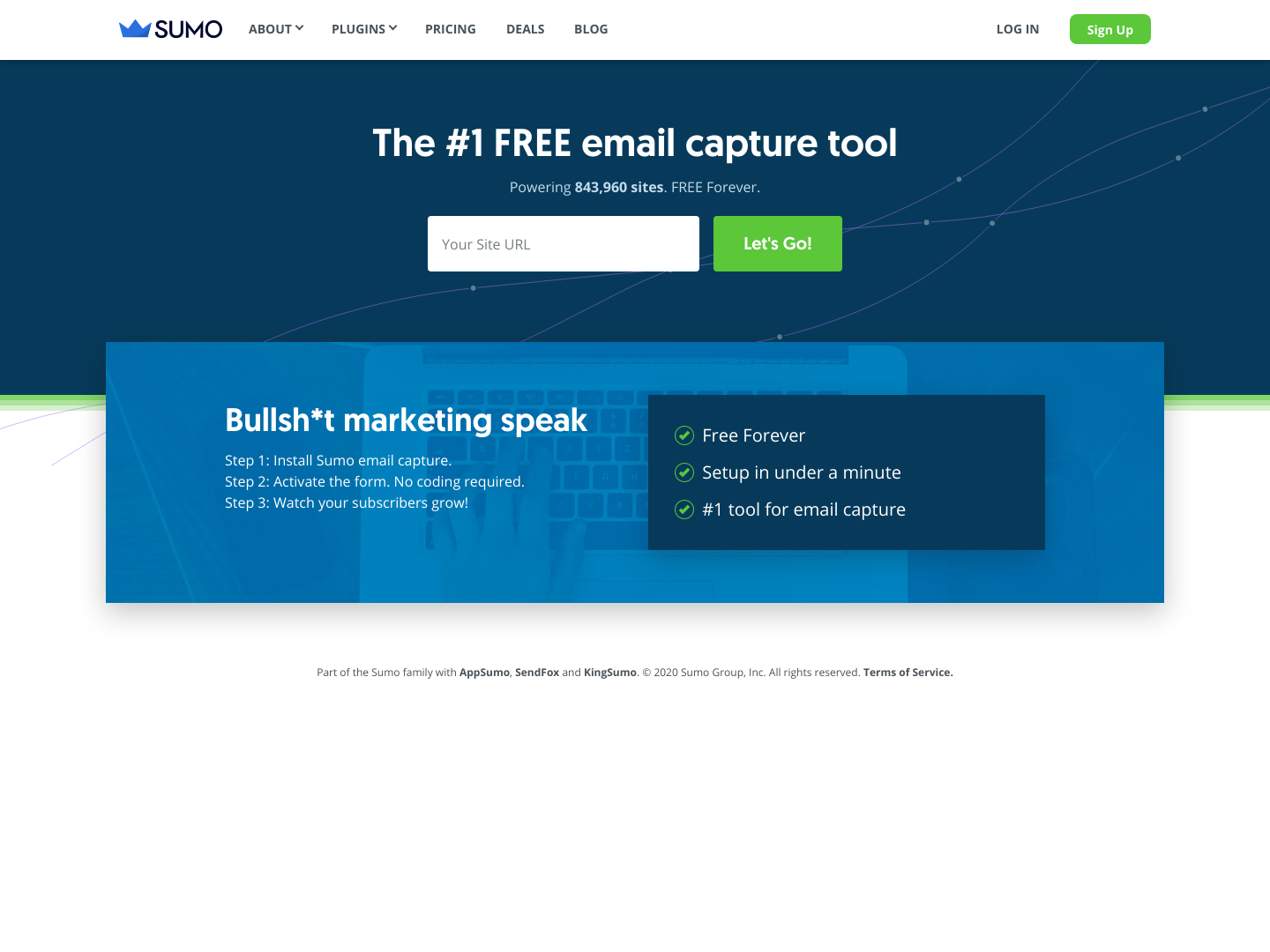 Sumo Landing Page screenshot