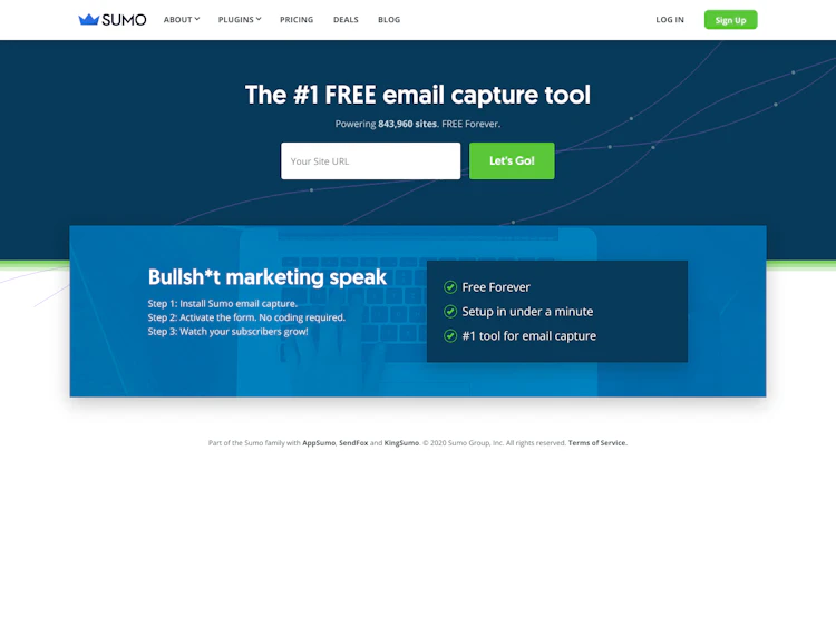 Sumo Landing Page screenshot