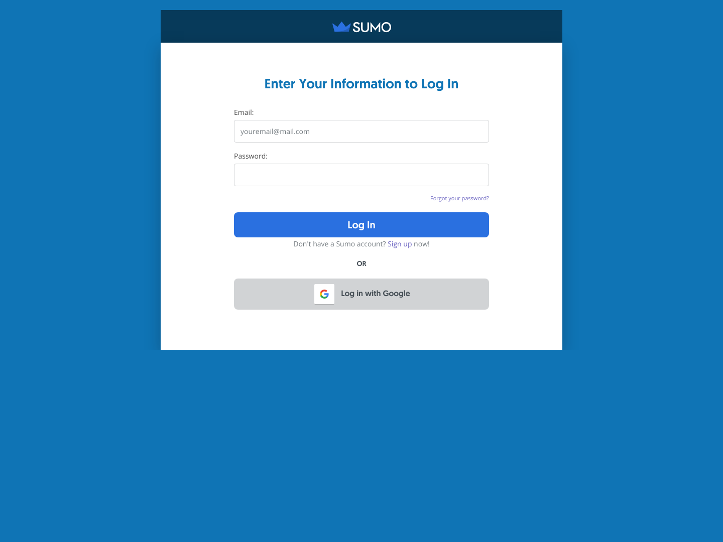 Sumo Login screenshot