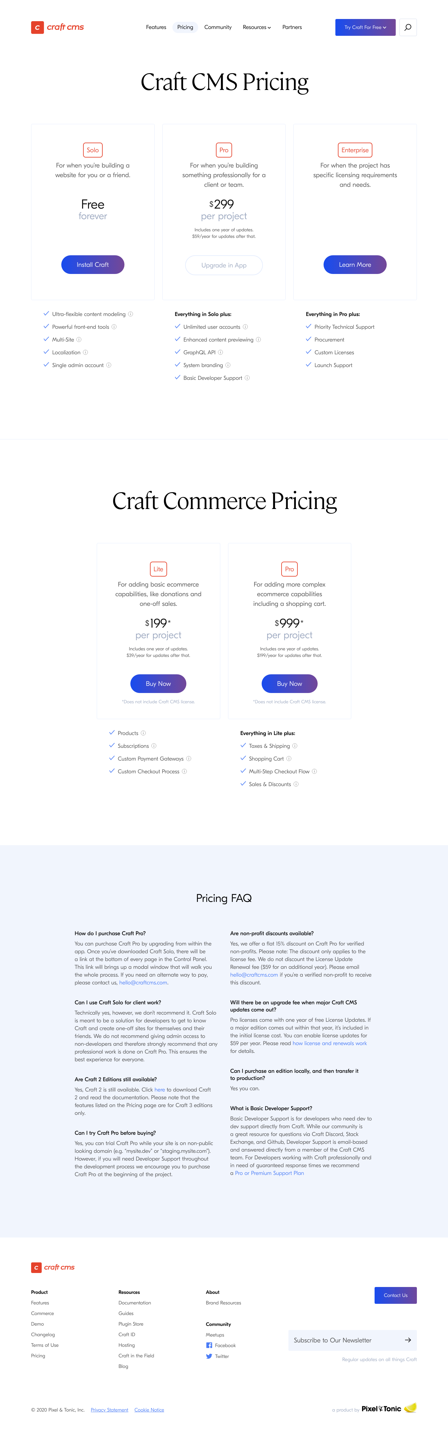 Craftcms Pricing screenshot
