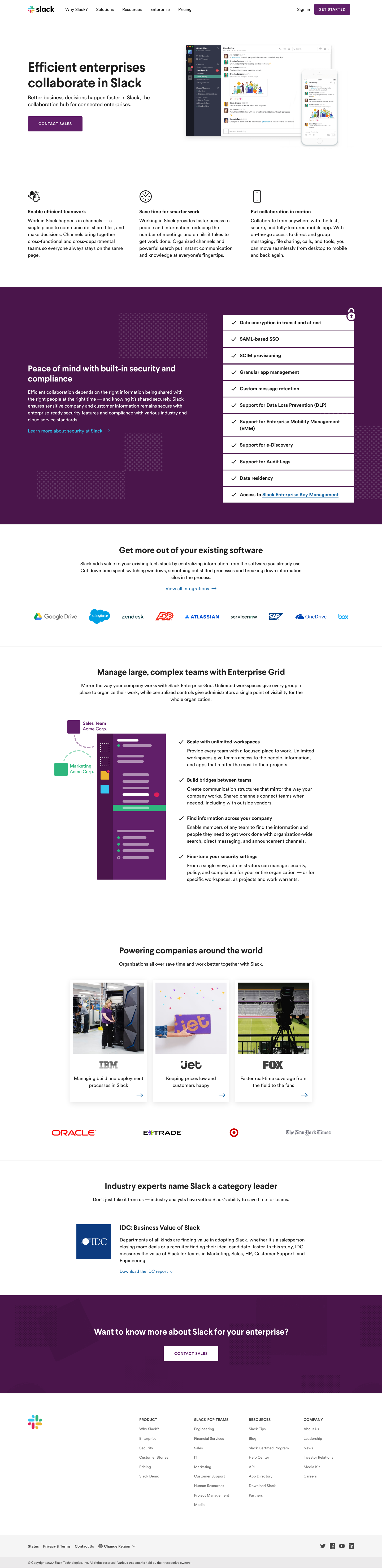 Slack Landing Page screenshot