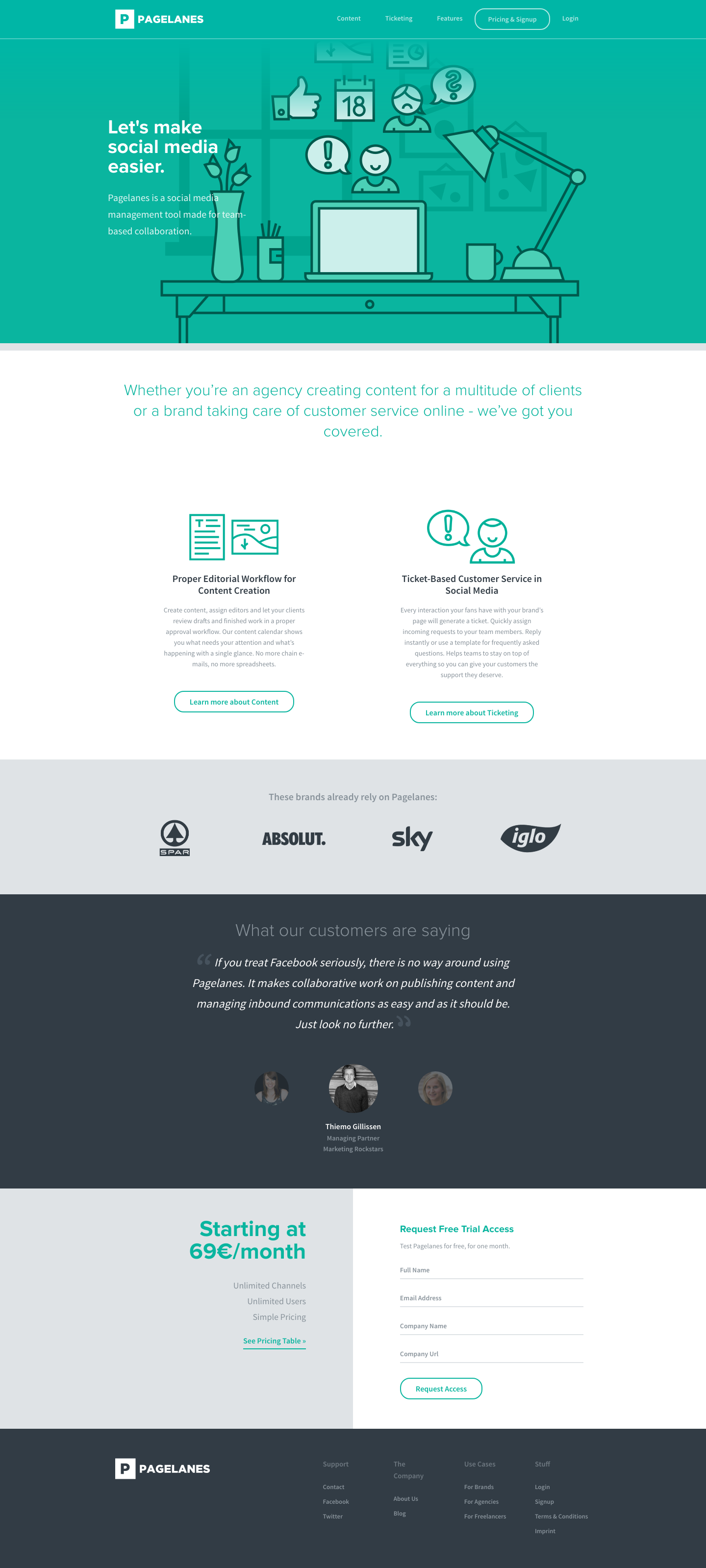 Pagelanes Landing Page screenshot