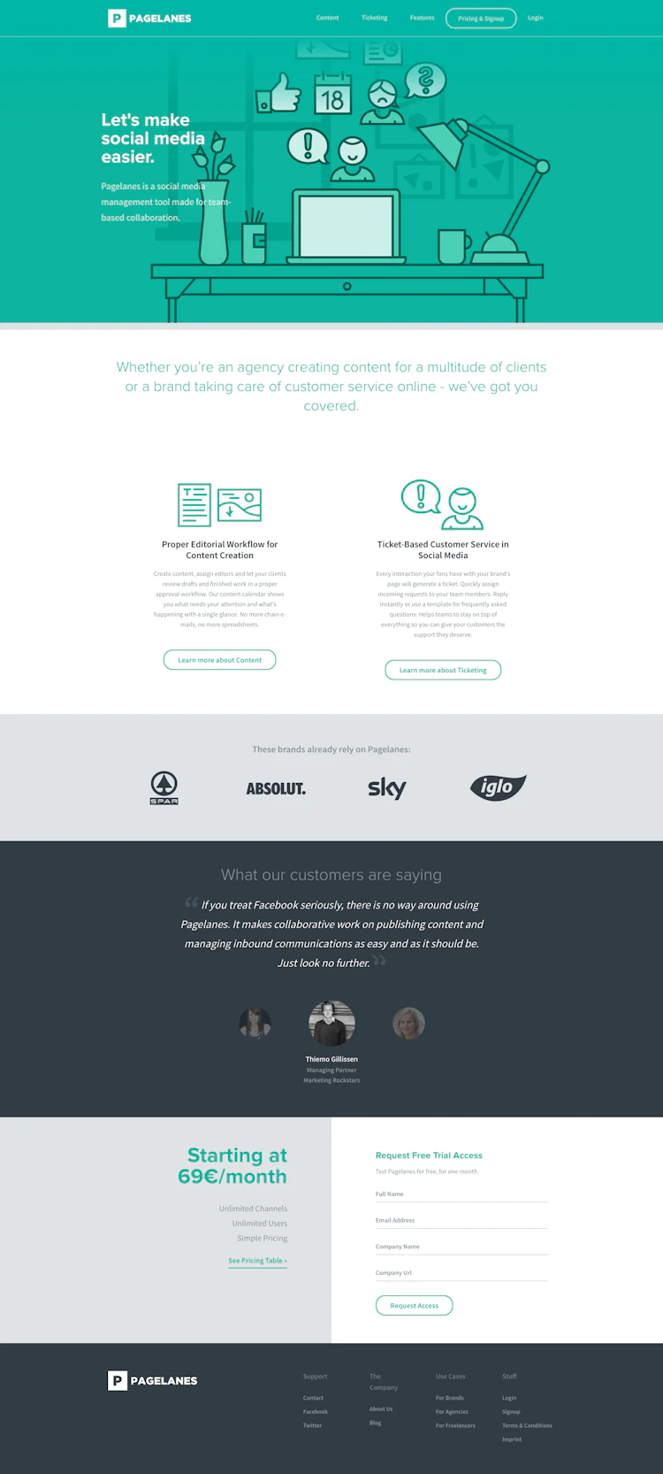 Pagelanes Landing Page screenshot