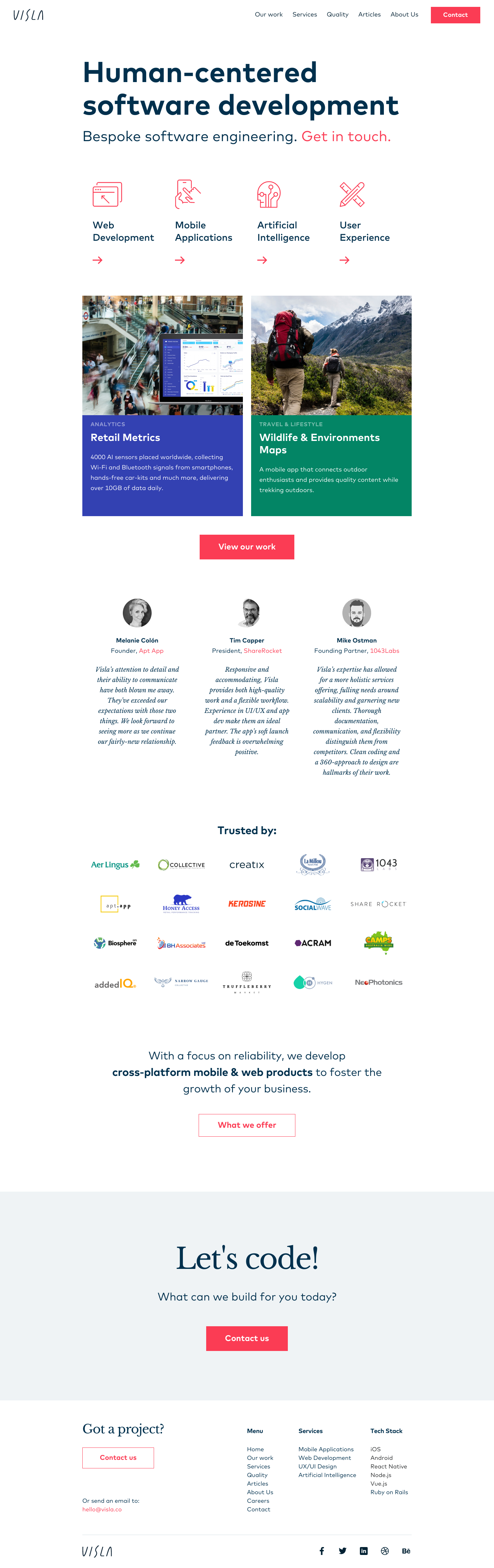 Visla Landing Page screenshot
