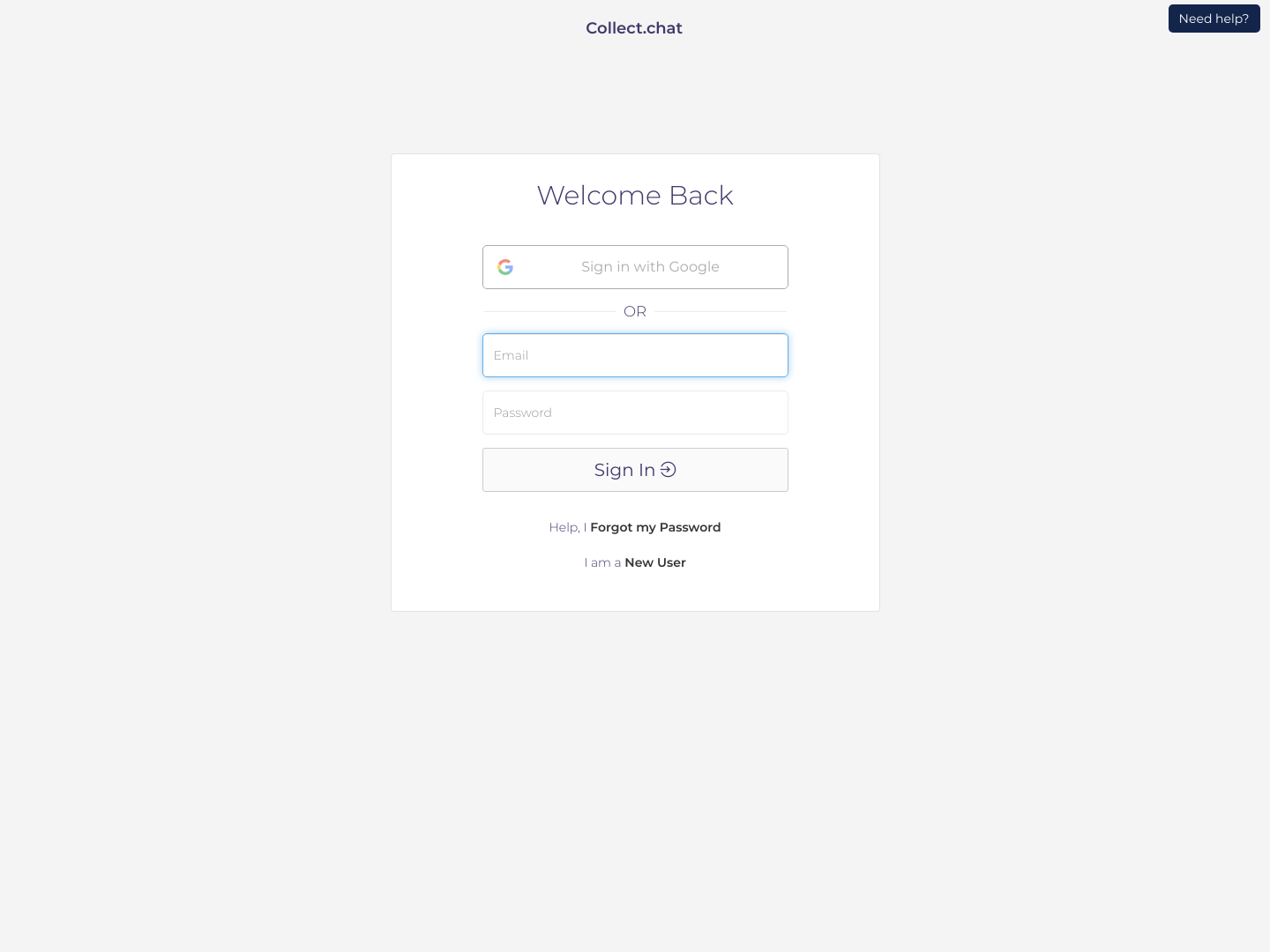 Collect Login screenshot
