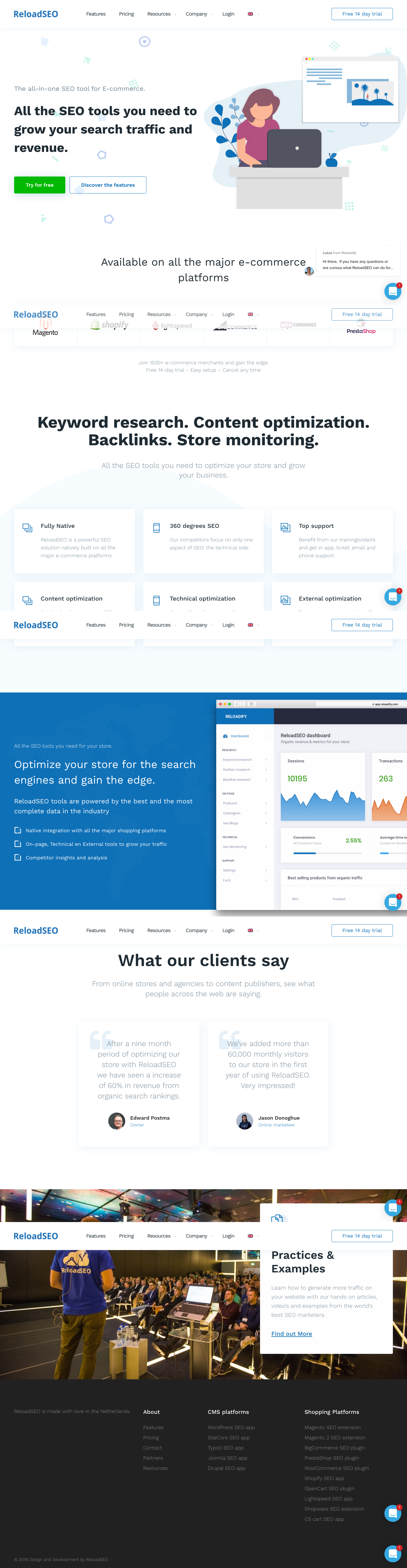 Reloadseo Landing Page screenshot