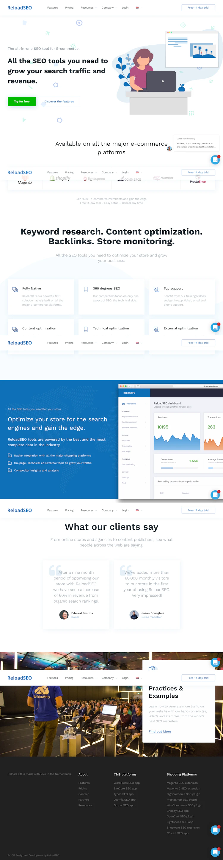 Reloadseo Landing Page screenshot