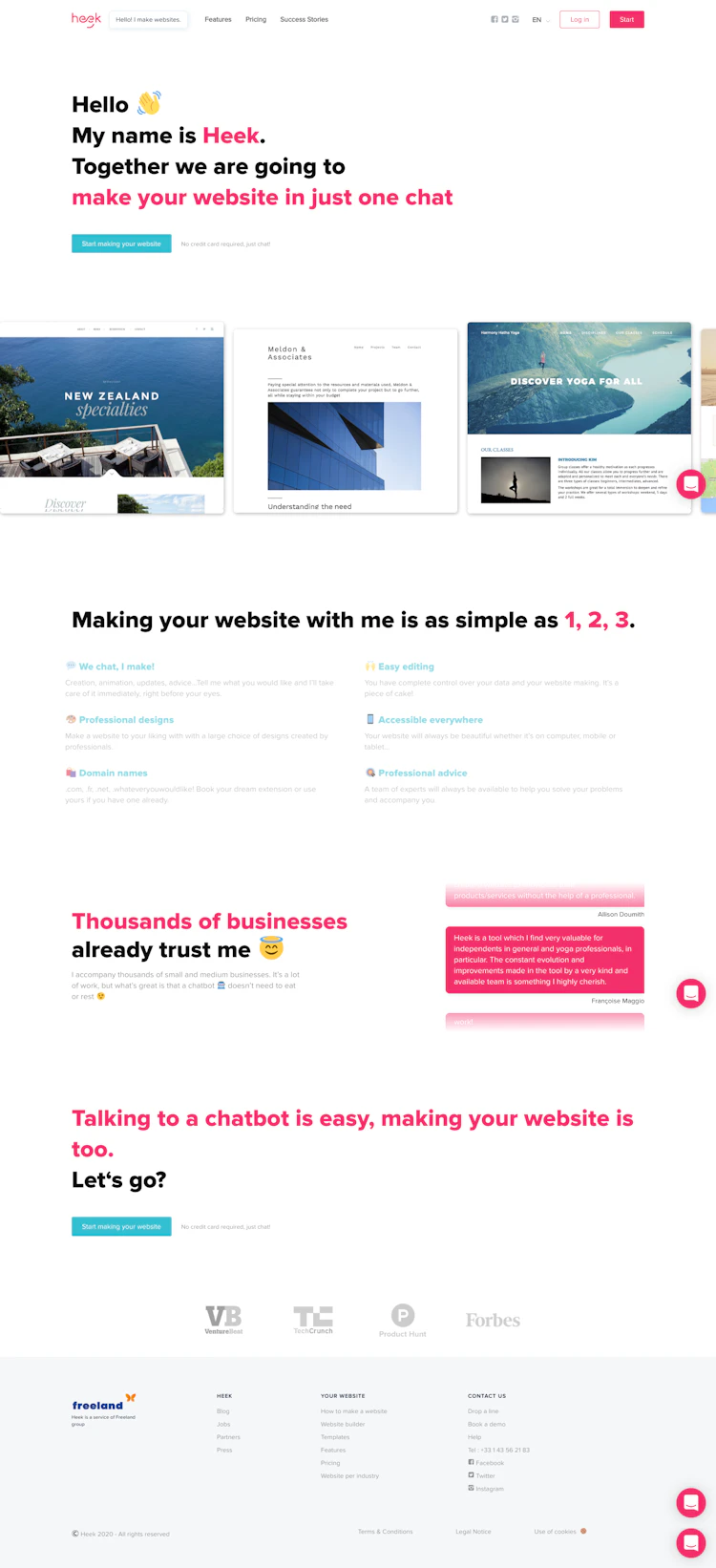 Heek Landing Page screenshot