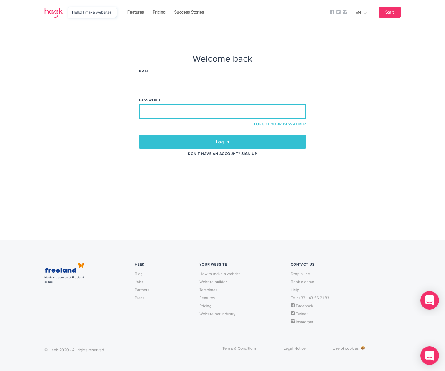 Heek Login screenshot