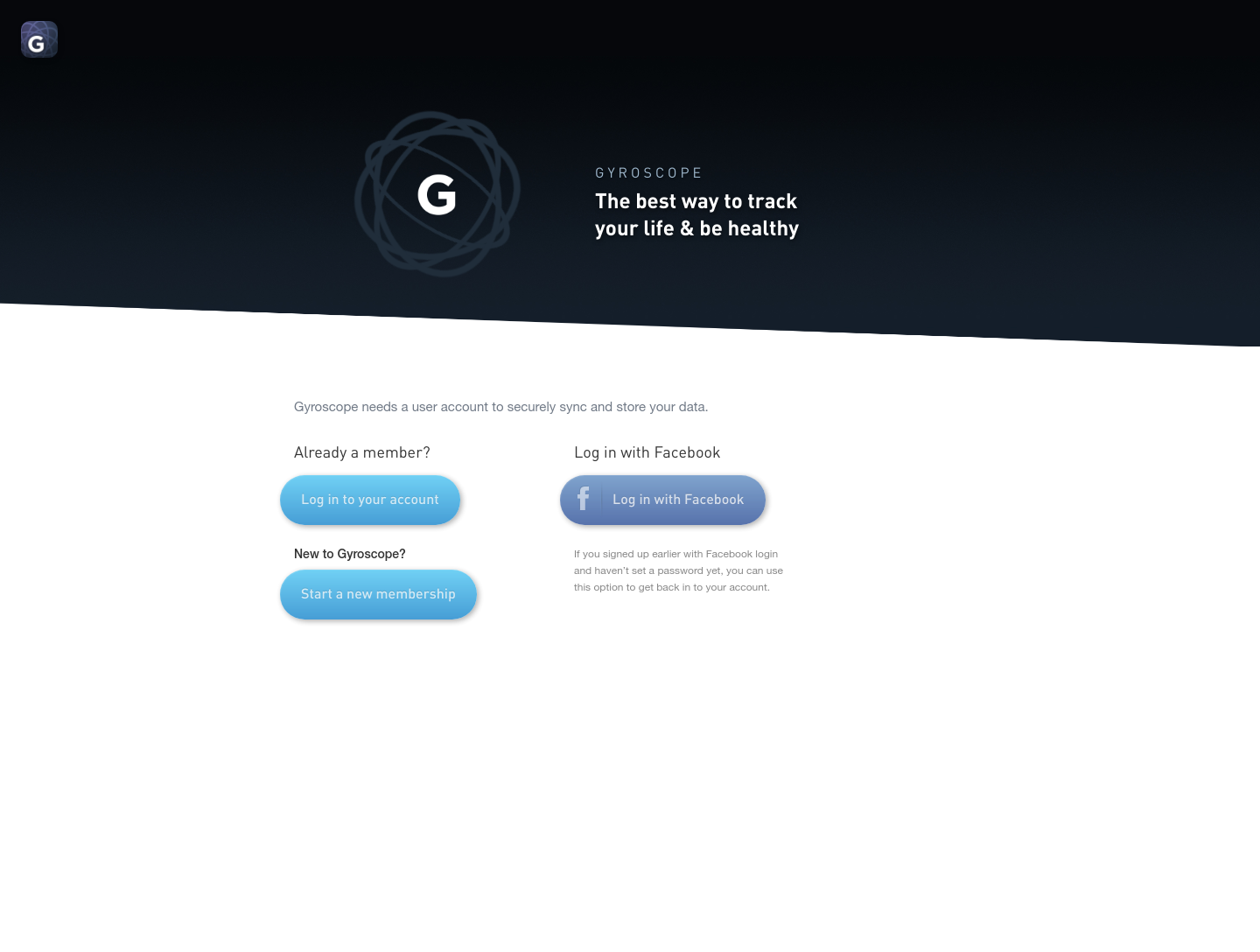 Gyrosco Login screenshot