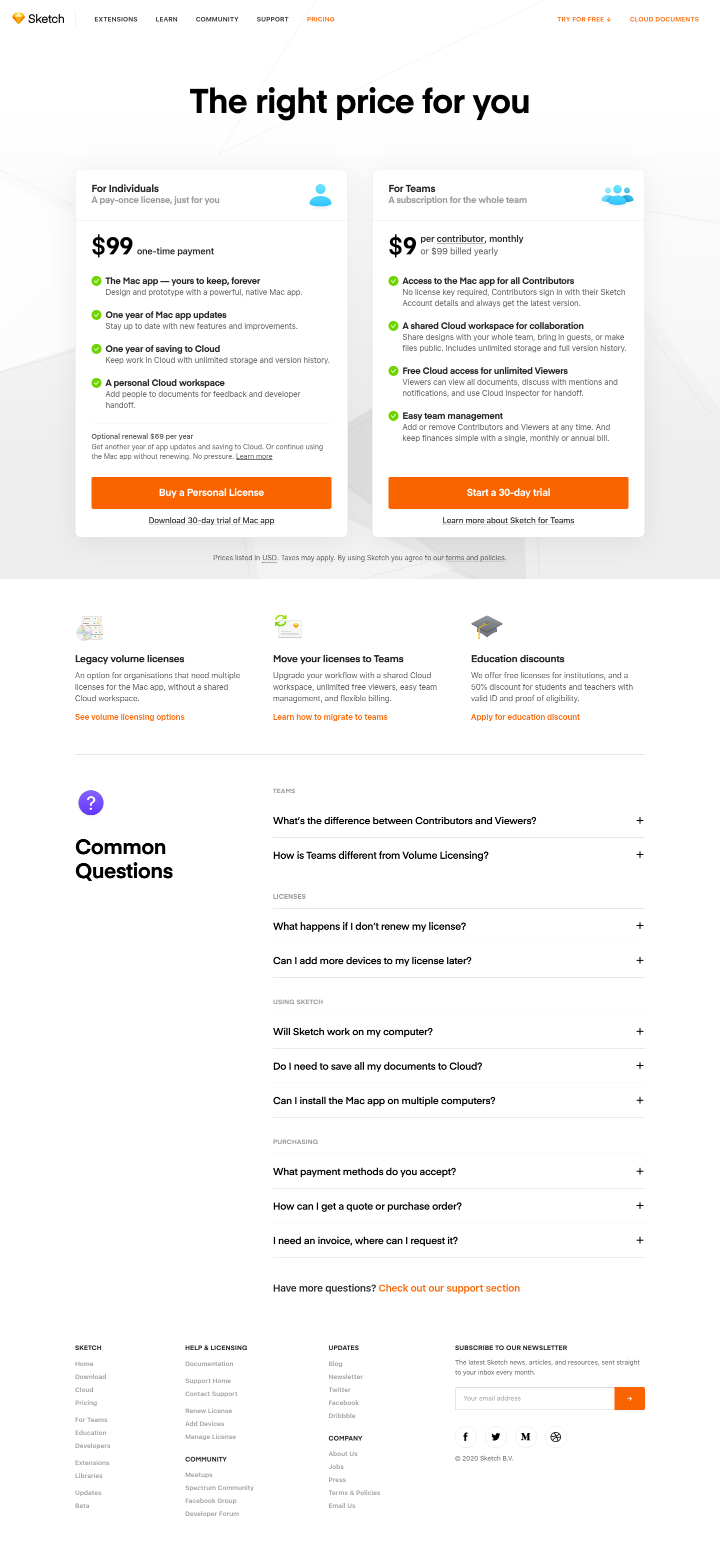 Sketch Pricing screenshot