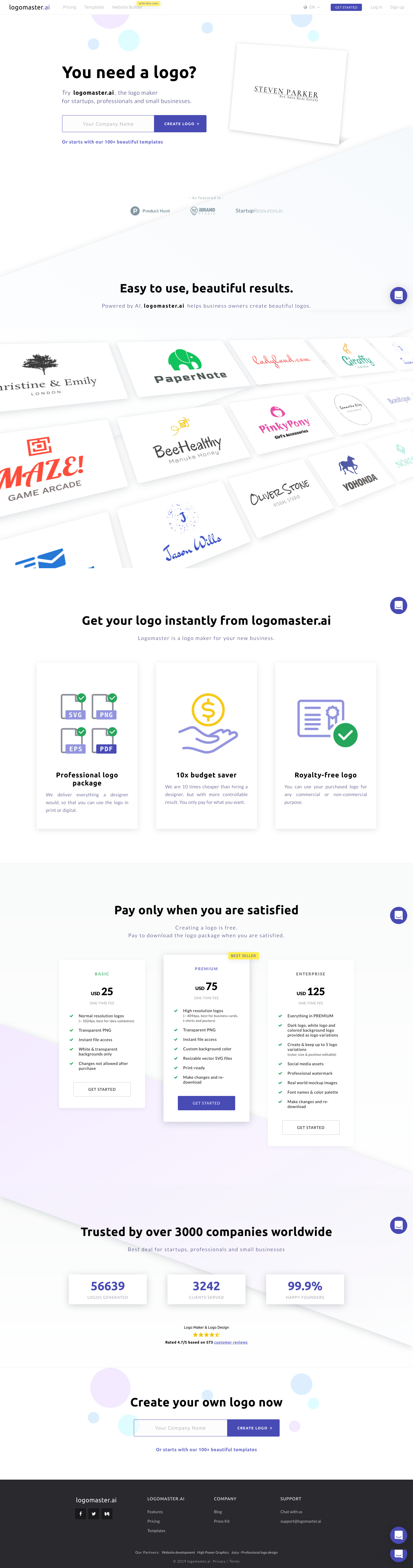 Logomaster Landing Page screenshot