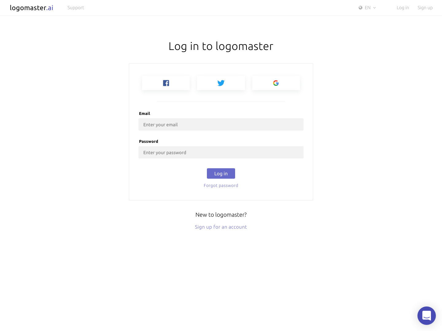 Logomaster Login screenshot