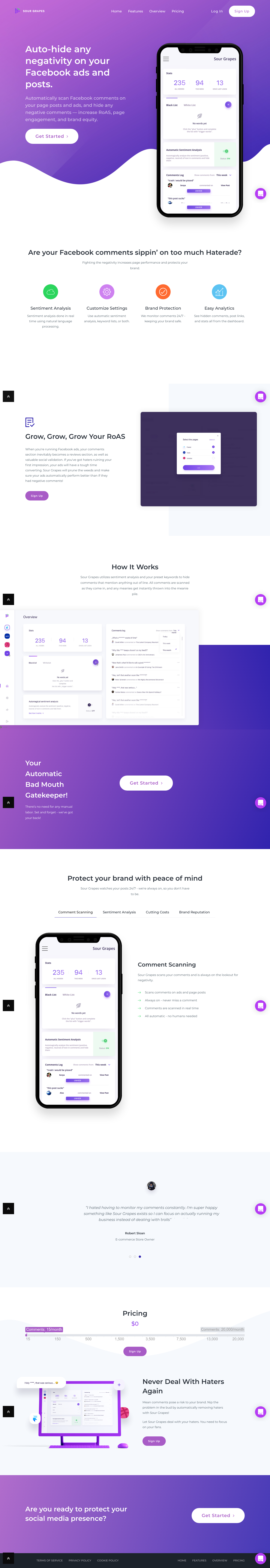 Sourgrapes Landing Page screenshot