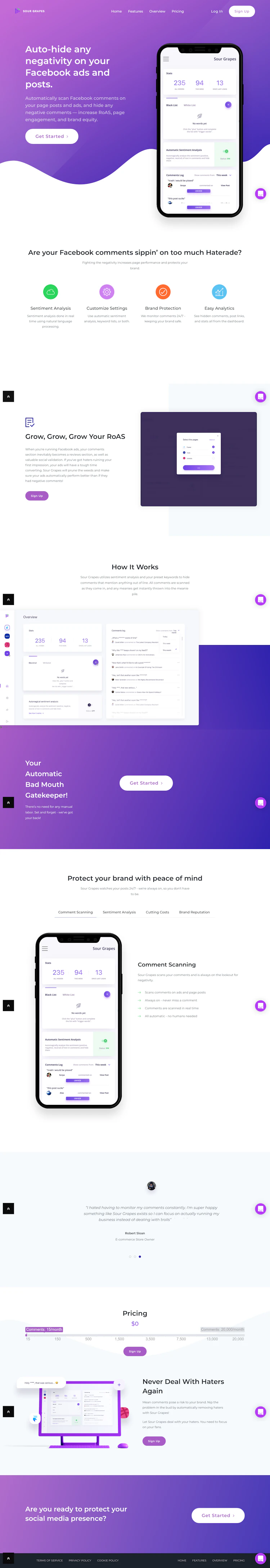 Sourgrapes Landing Page screenshot