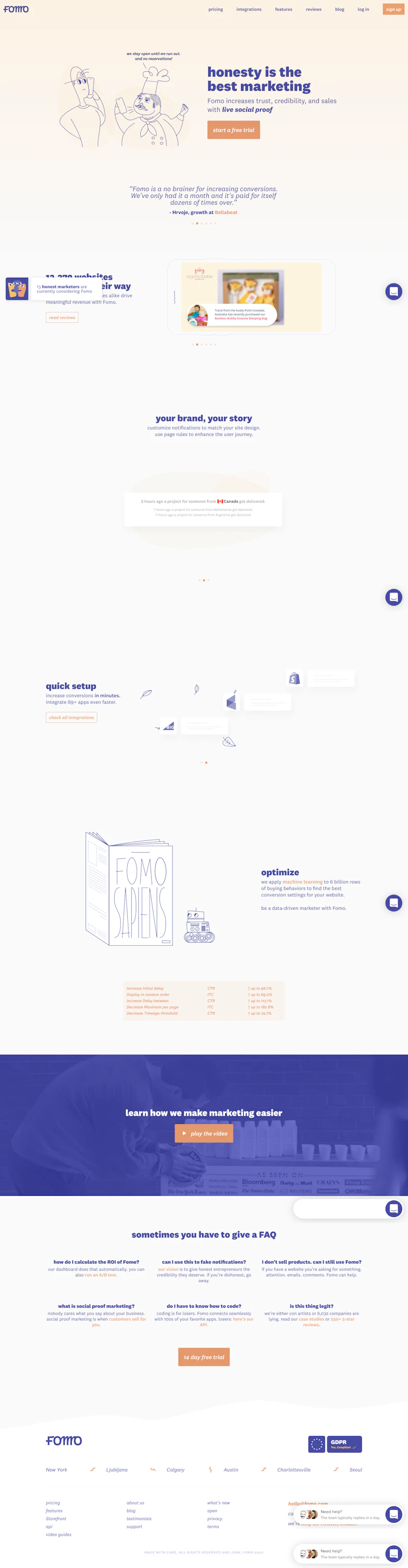 Fomo Landing Page screenshot