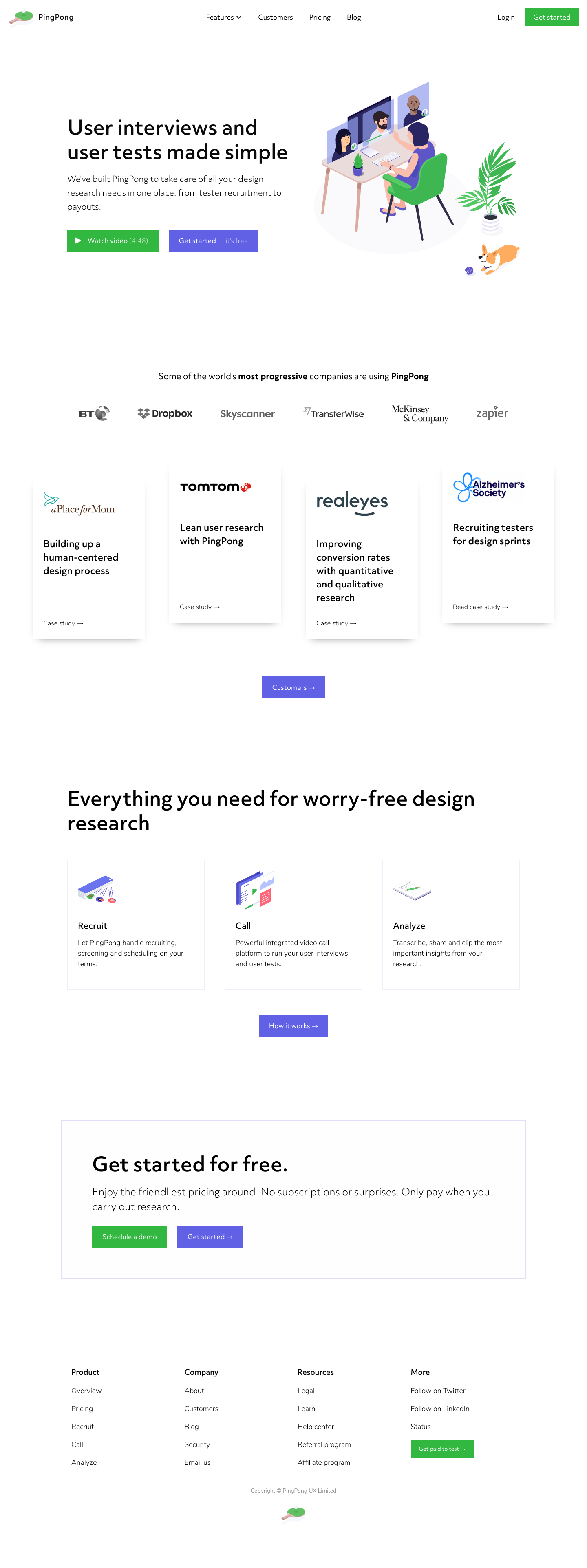 Pingpong Landing Page screenshot
