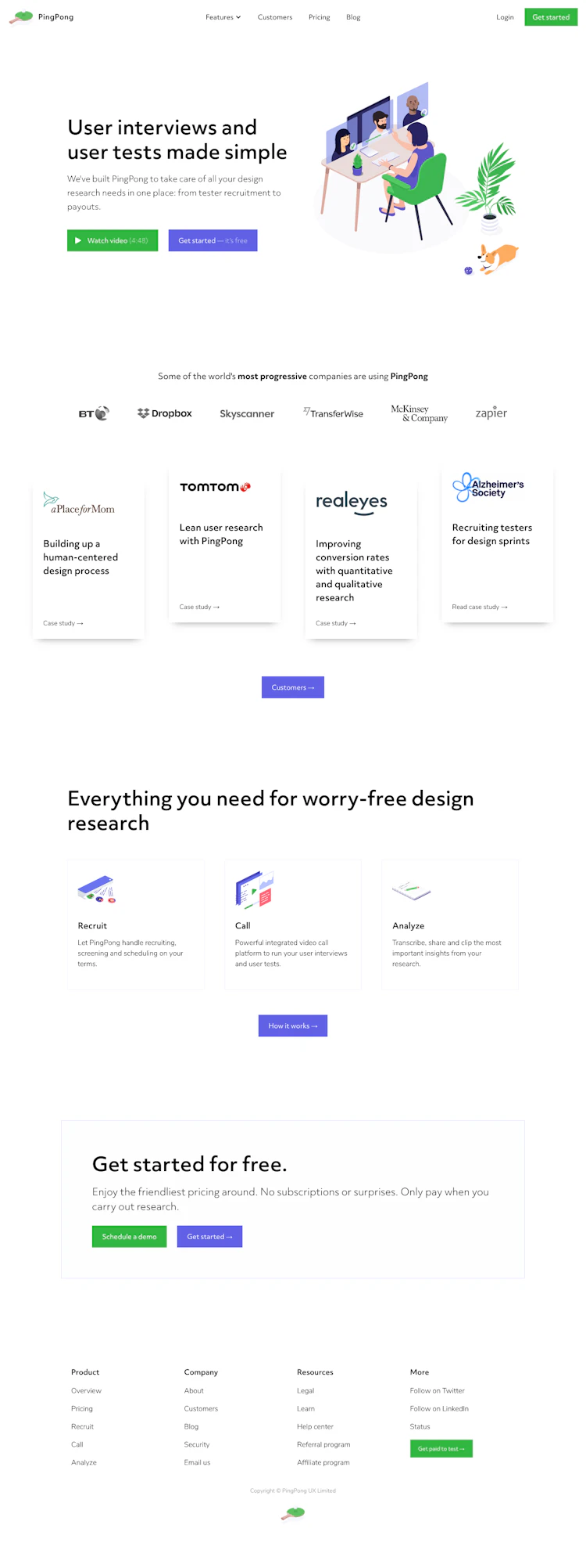 Pingpong Landing Page screenshot