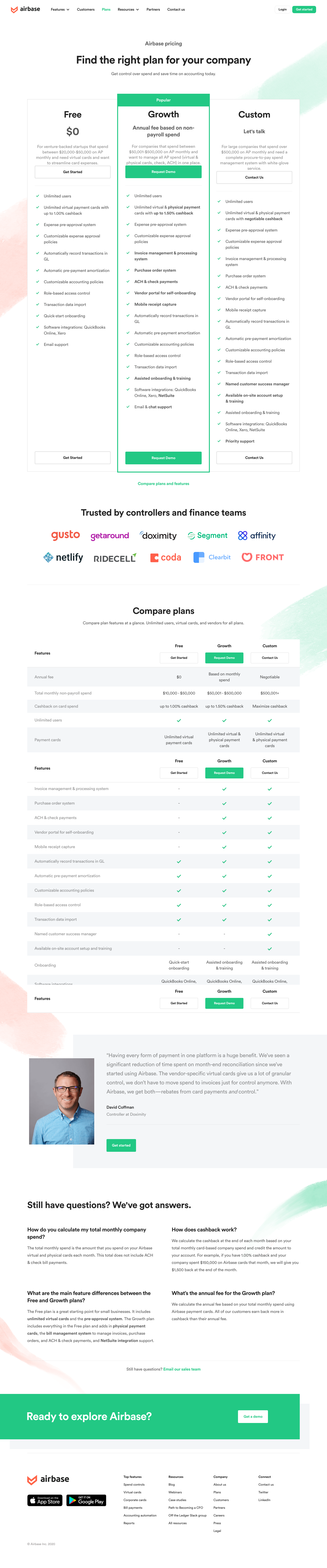Airbase Pricing screenshot
