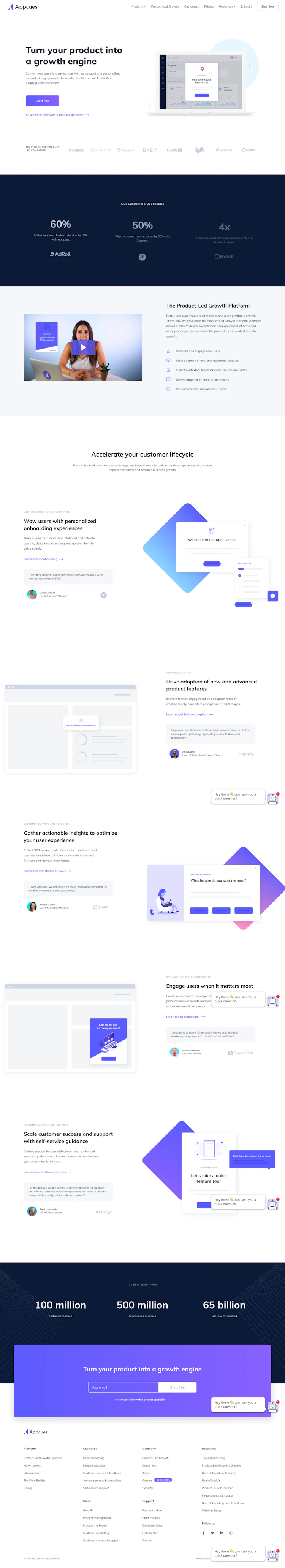 Appcues Landing Page screenshot