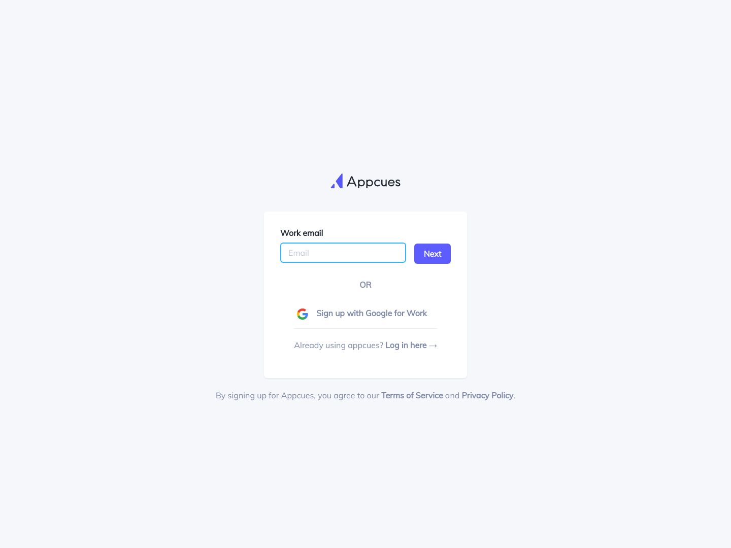 Appcues Signup screenshot