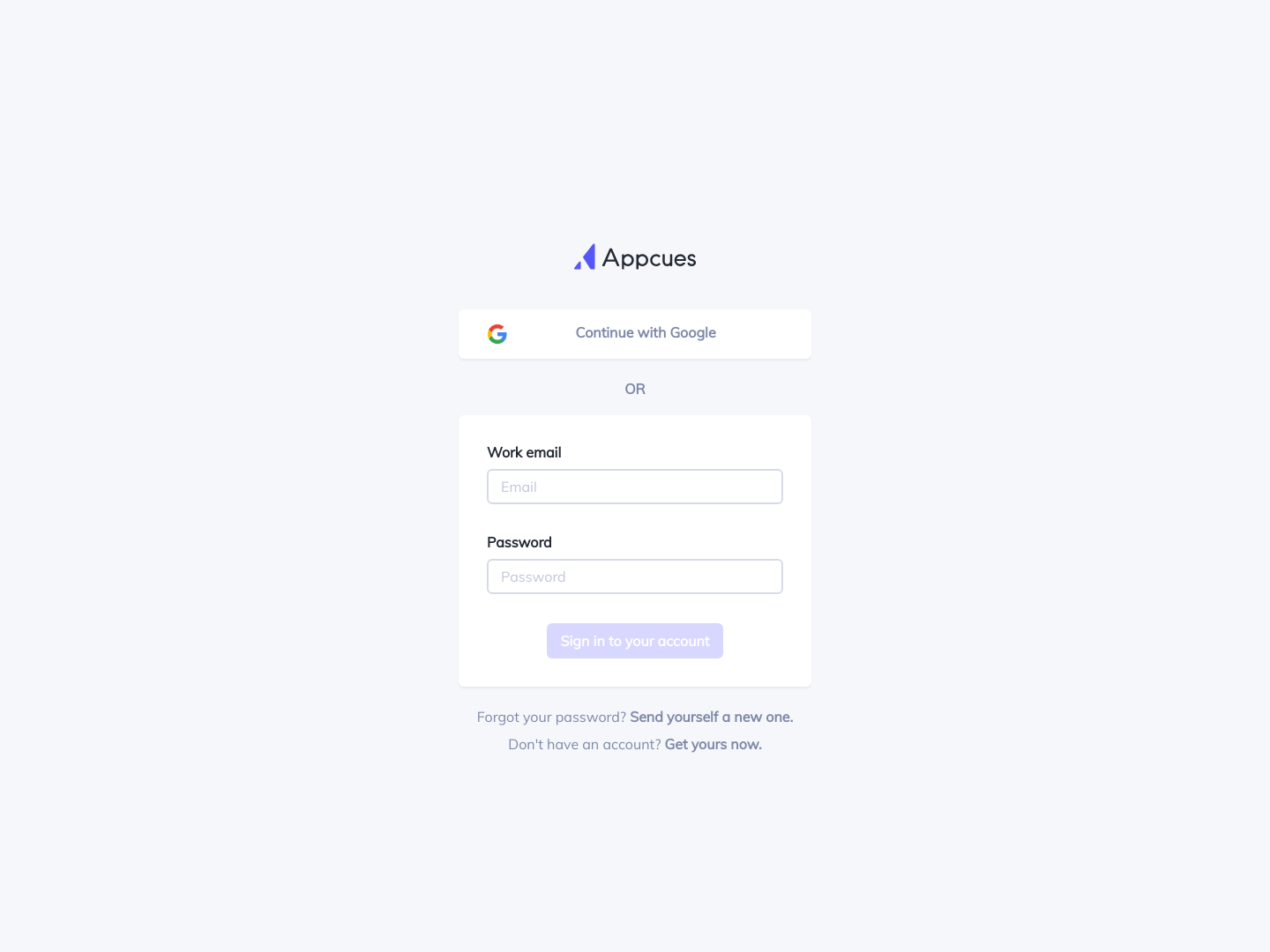 Appcues Login screenshot