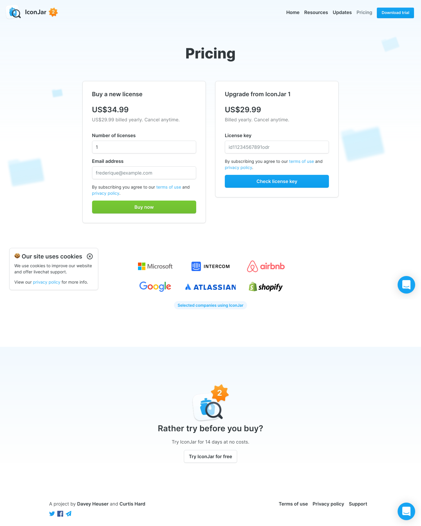 Geticonjar Pricing screenshot