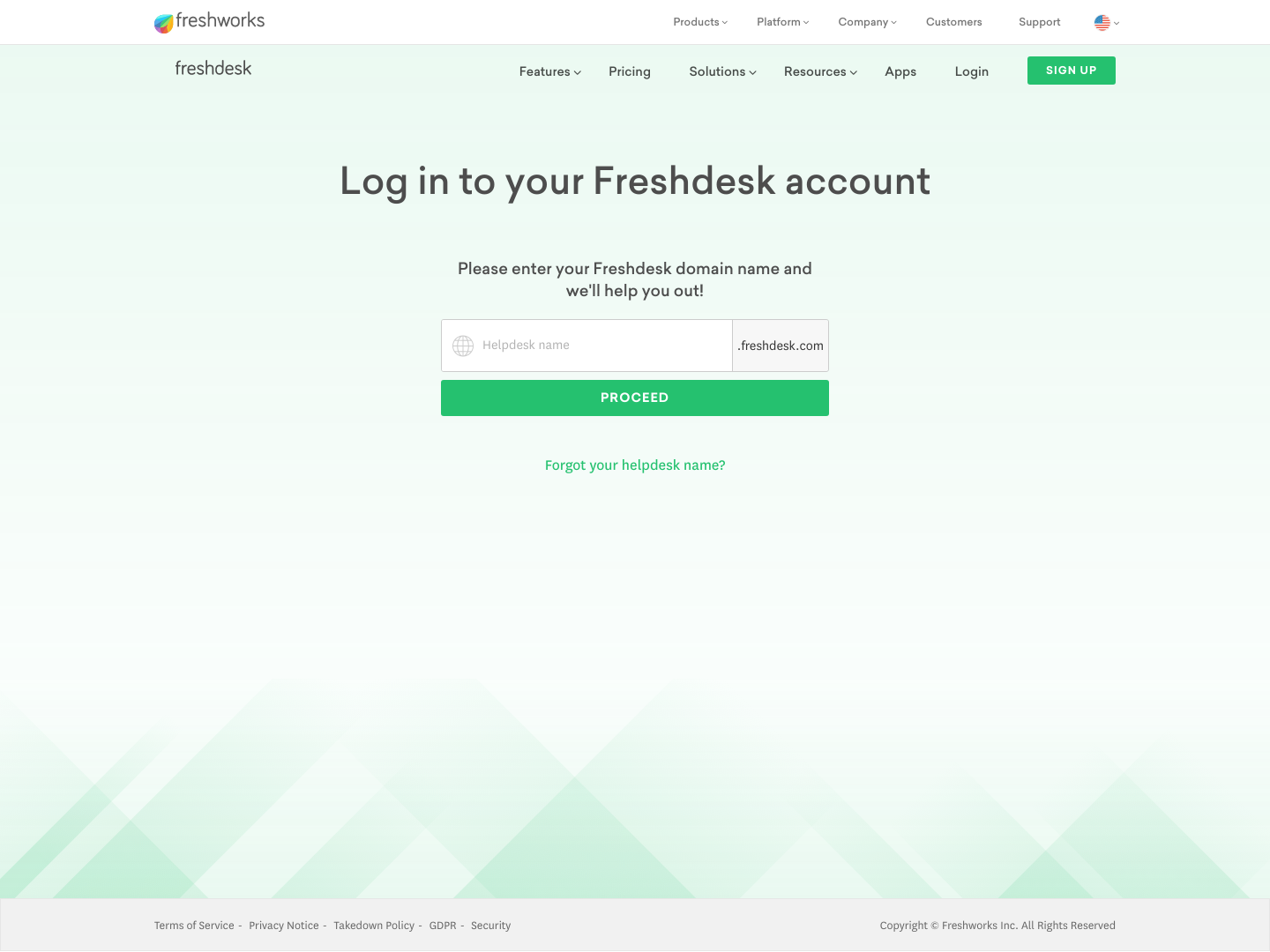 Freshdesk Login screenshot