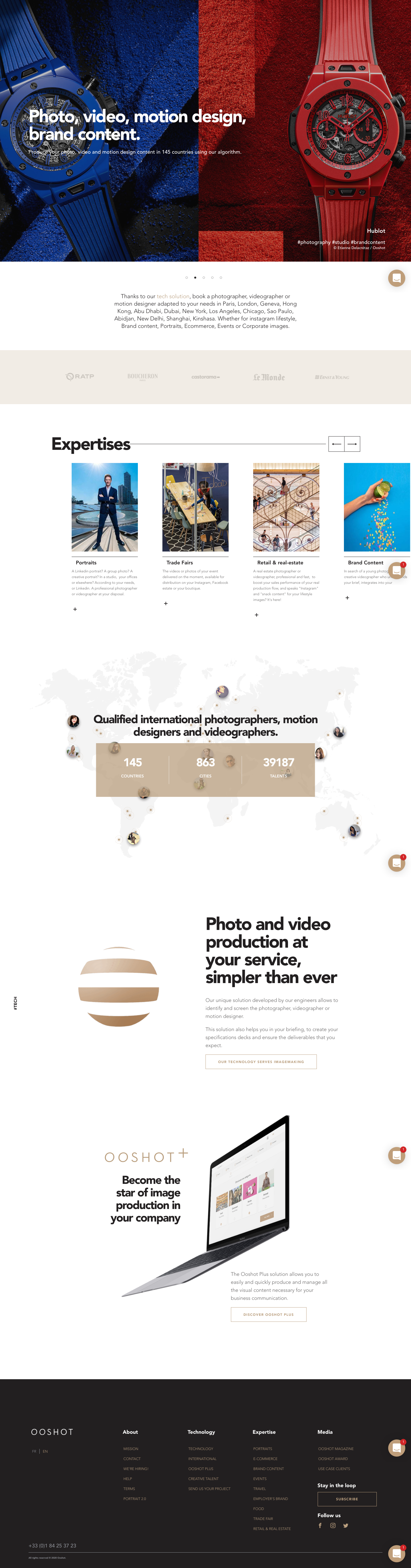 Ooshot Landing Page screenshot