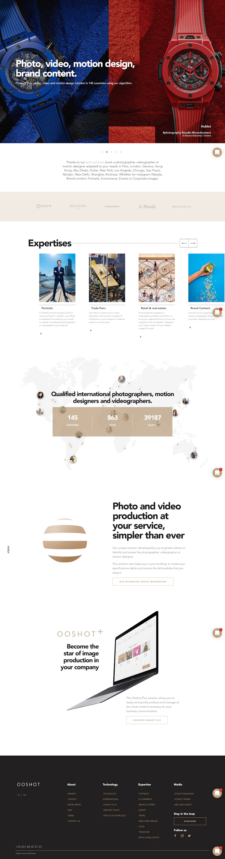 Ooshot Landing Page screenshot