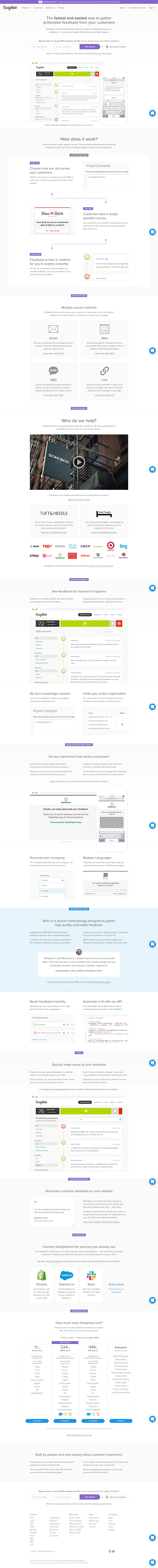 Delighted Landing Page screenshot