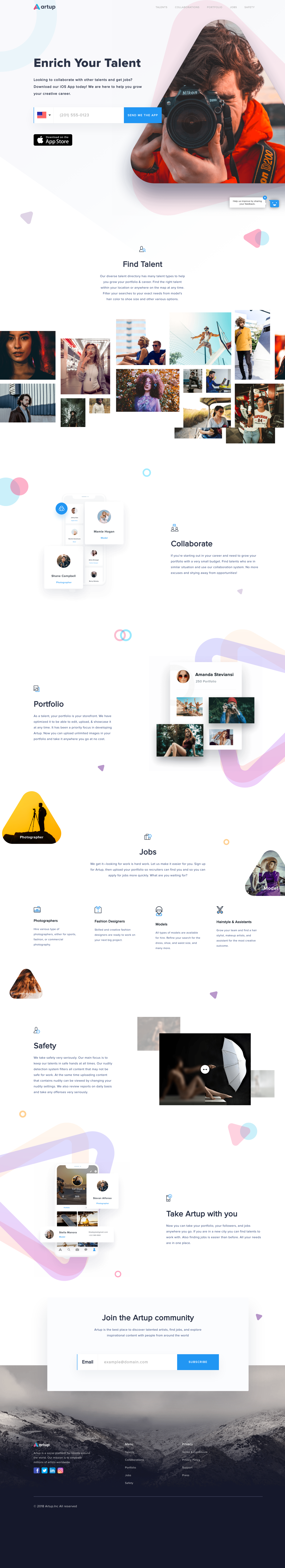 Artup Landing Page screenshot