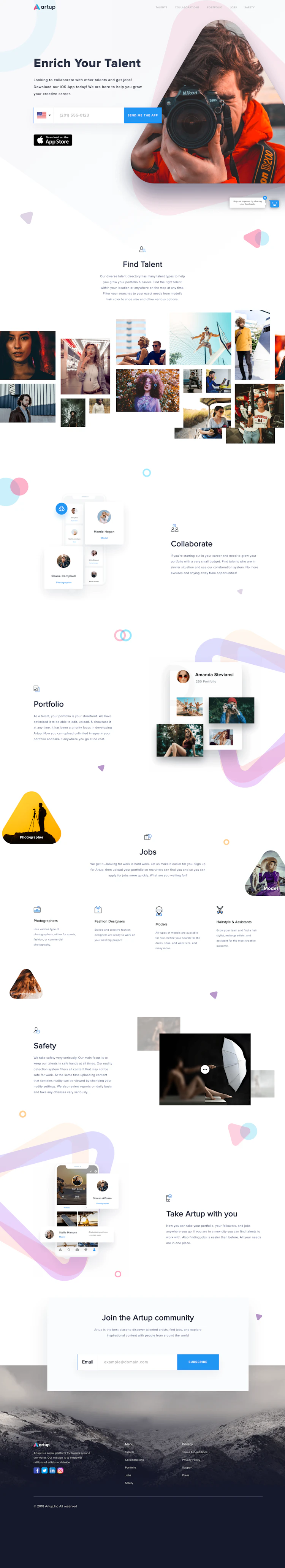 Artup Landing Page screenshot