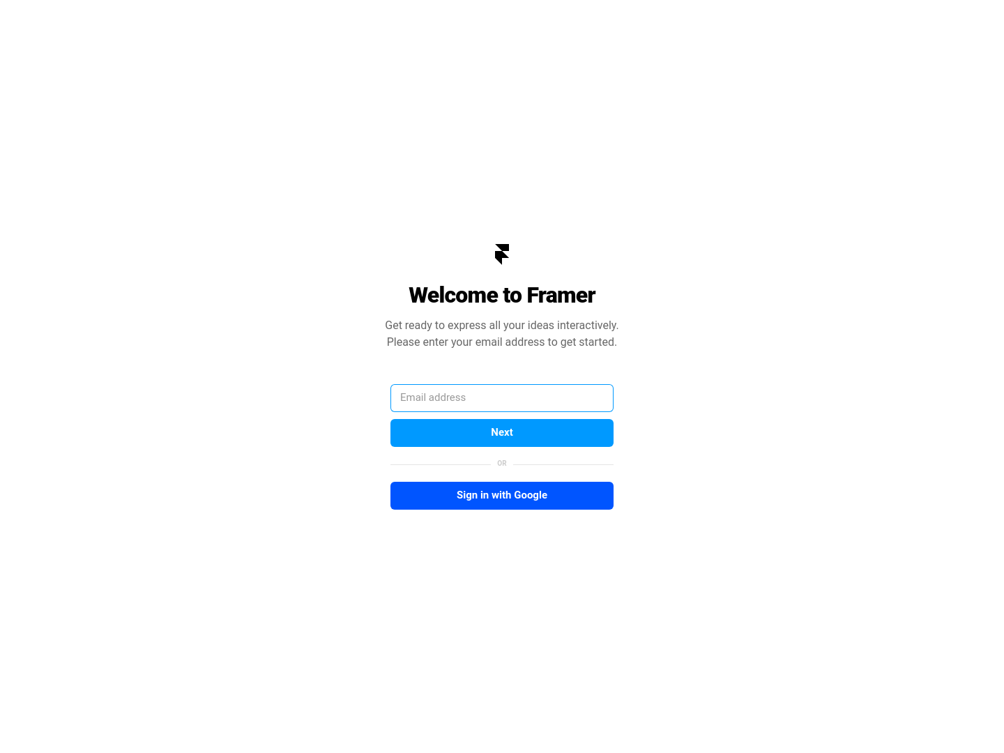 Framer Login screenshot