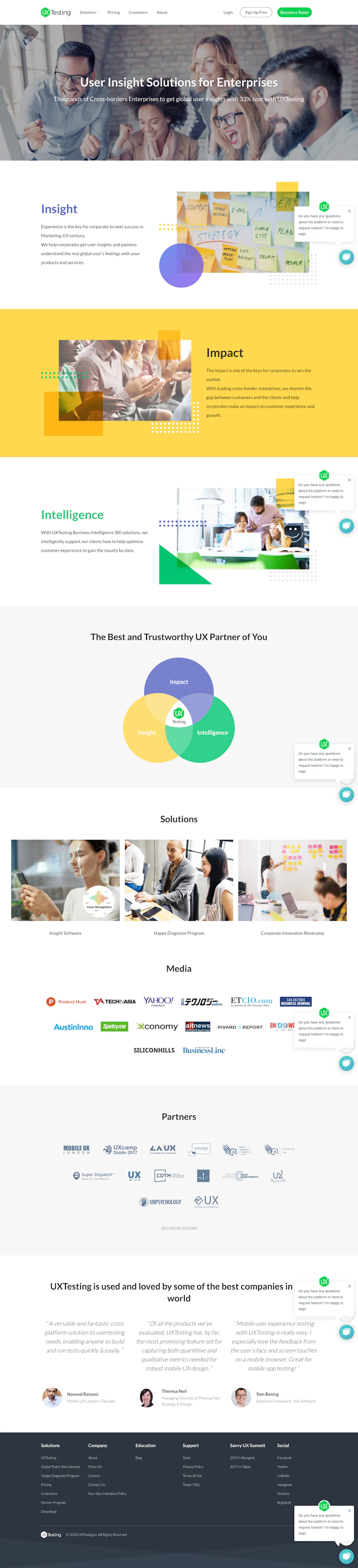 Uxtesting Landing Page screenshot
