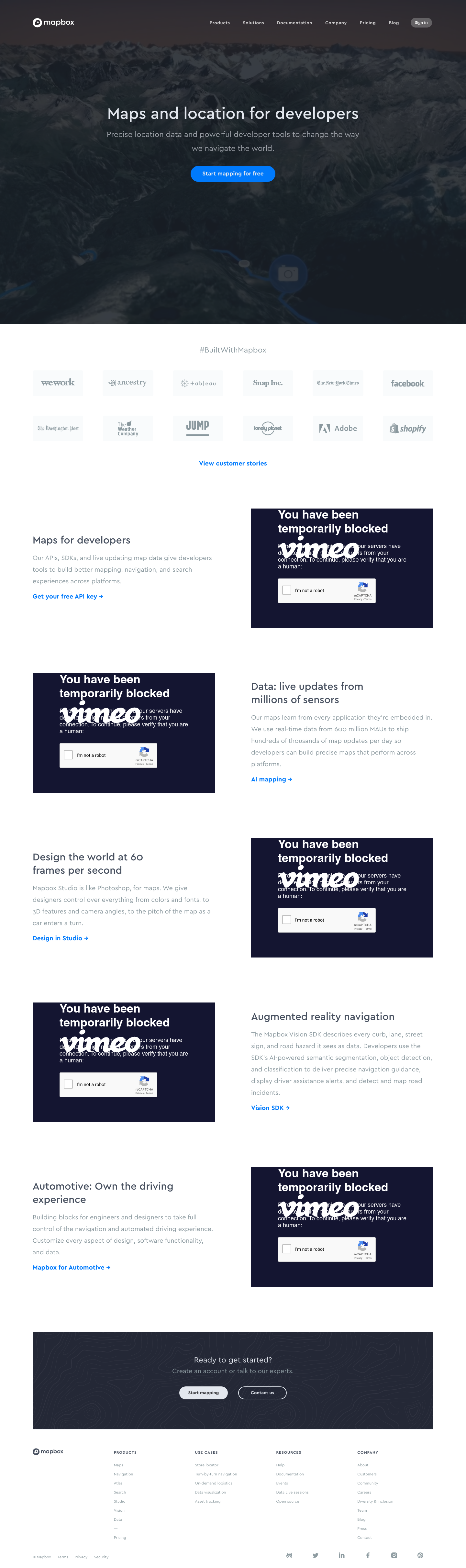 Mapbox Landing Page screenshot