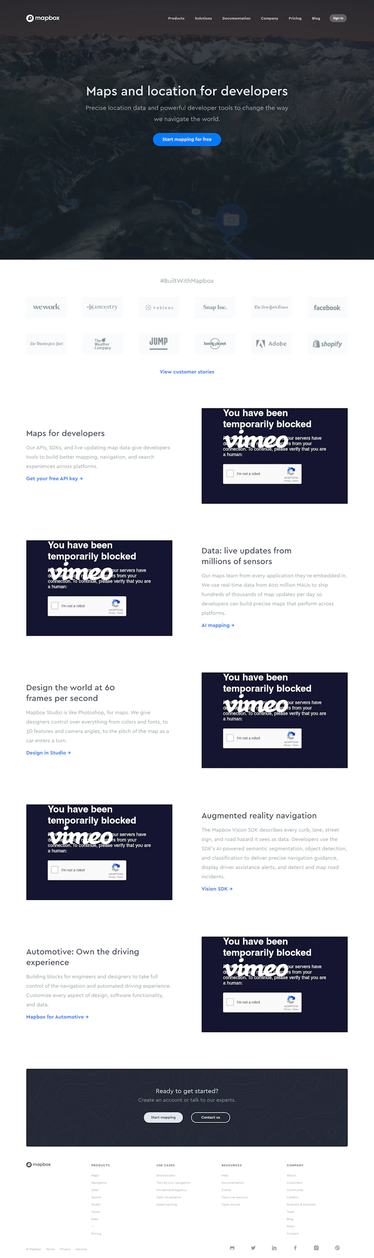 Mapbox Landing Page screenshot