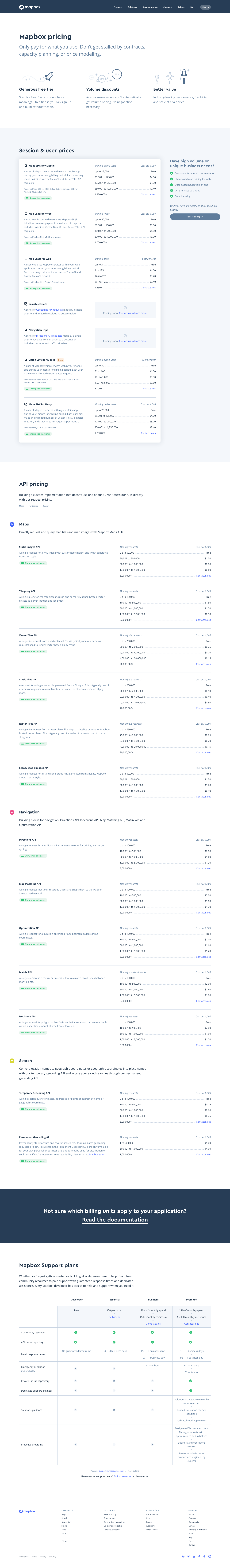 Mapbox Pricing screenshot