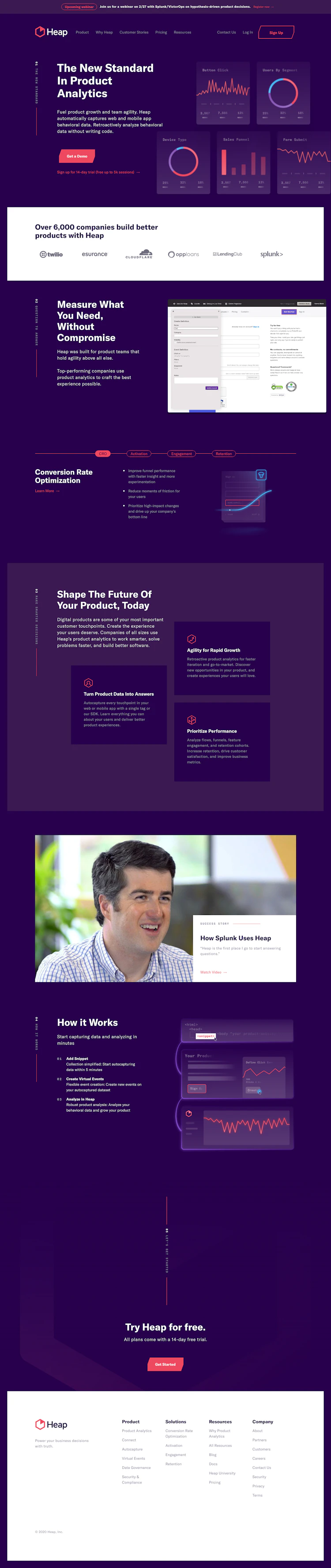 Heap Landing Page screenshot